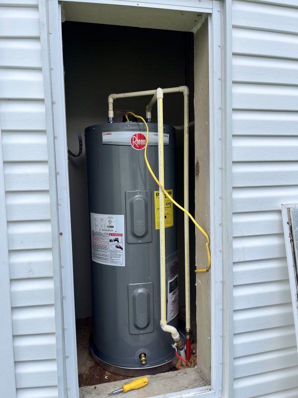 New Rheem water heater installed