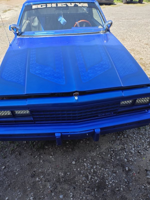 Custom blue El Camino, front view