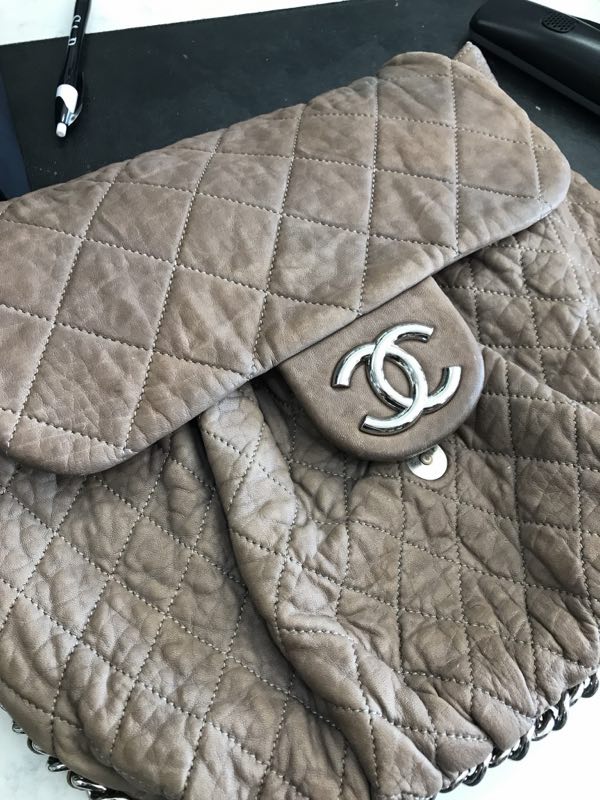 Chanel quilted leather bag brought in for restoration
